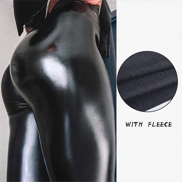 S shaped PU Leather Leggings