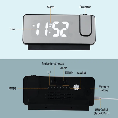 Mirror projection alarm clock