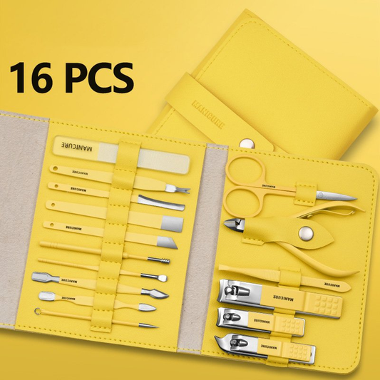12 16 Pieces Nail Clipper Set With Folding Bag Nail Clipper Kit Scissors Makeup Beauty Tools